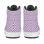 Light Purple And White Checkered Print High Top Leather Sneakers