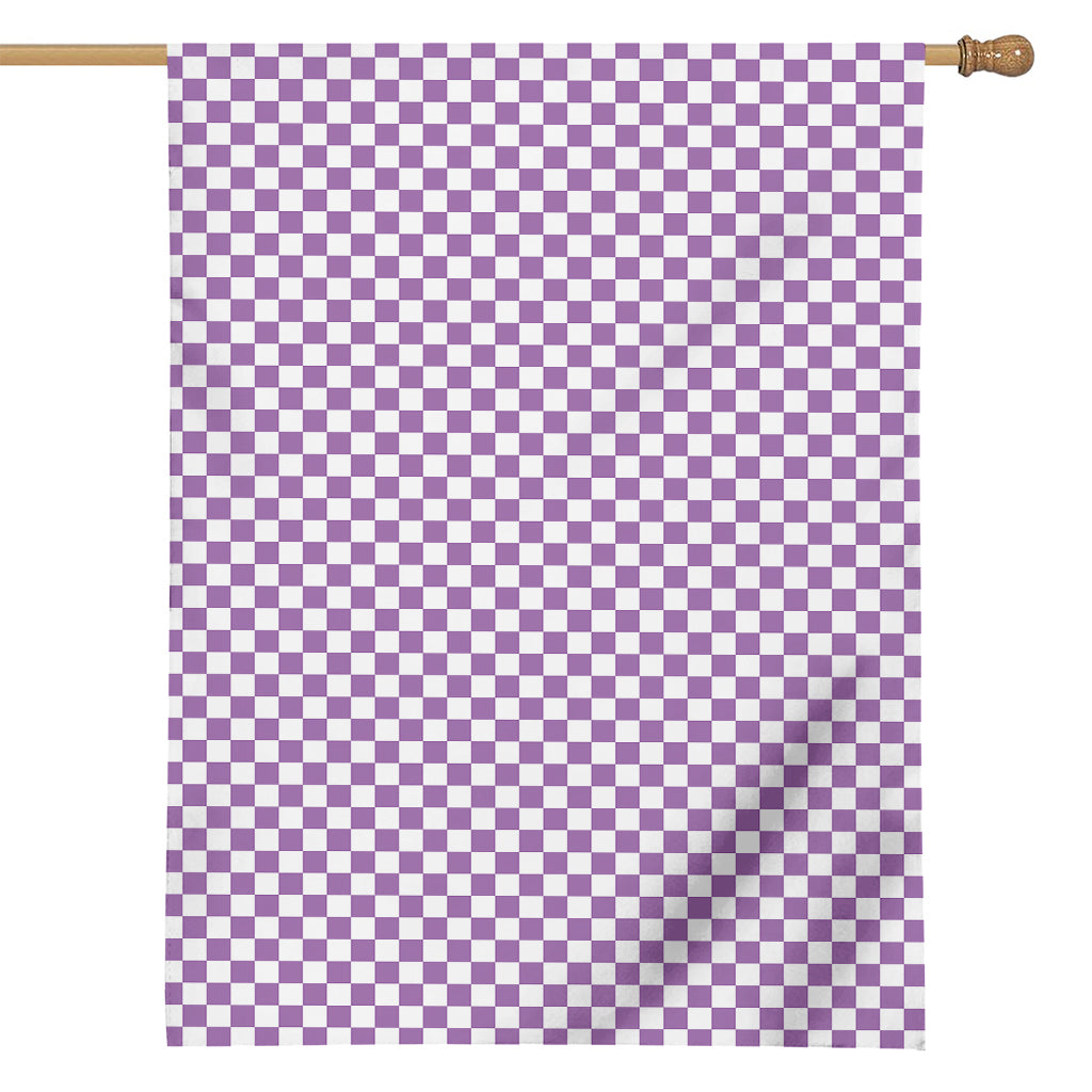 Light Purple And White Checkered Print House Flag