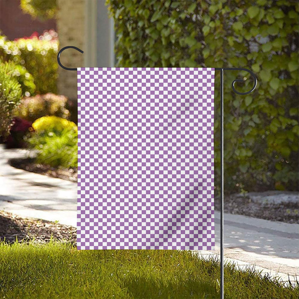 Light Purple And White Checkered Print House Flag