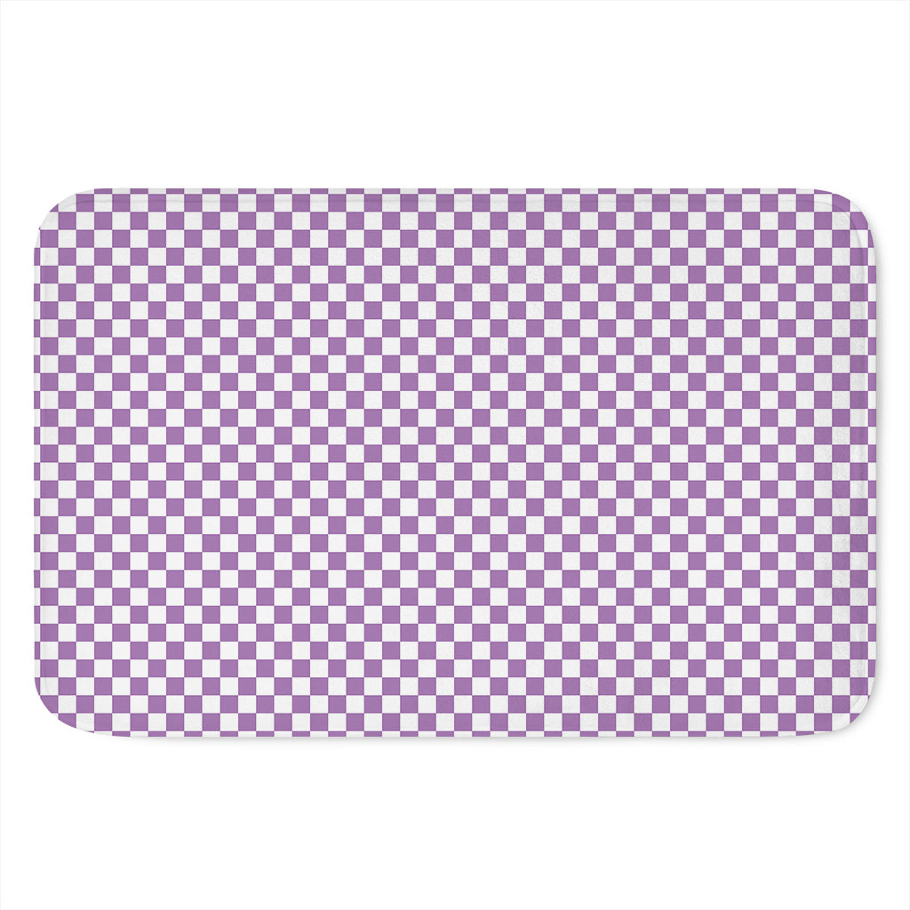 Light Purple And White Checkered Print Indoor Door Mat