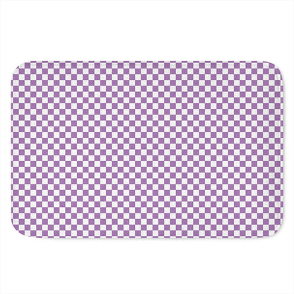 Light Purple And White Checkered Print Indoor Door Mat