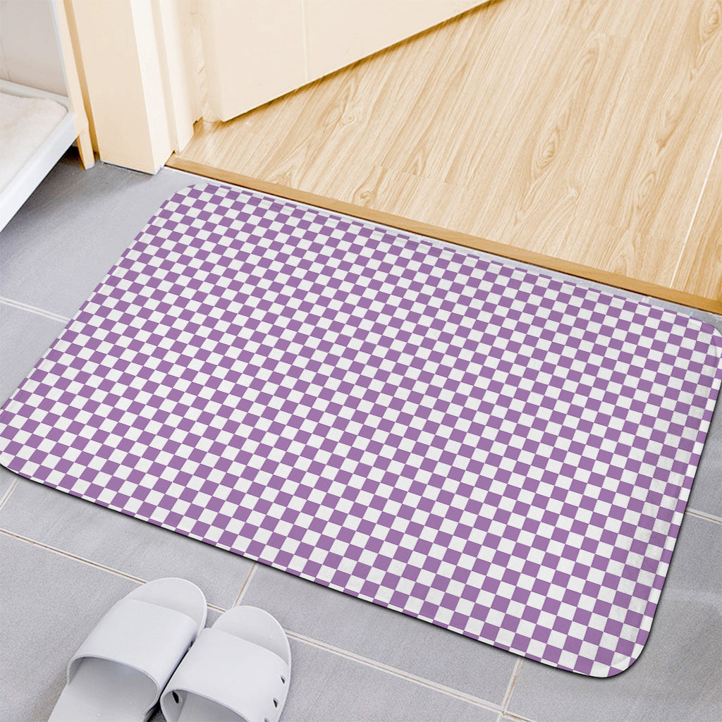 Light Purple And White Checkered Print Indoor Door Mat