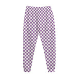 Light Purple And White Checkered Print Jogger Pants