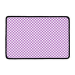 Light Purple And White Checkered Print Kitchen Mat