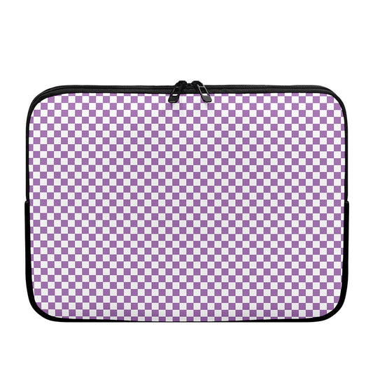 Light Purple And White Checkered Print Laptop Sleeve