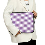 Light Purple And White Checkered Print Laptop Sleeve