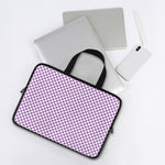 Light Purple And White Checkered Print Laptop Sleeve With Handle