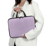 Light Purple And White Checkered Print Laptop Sleeve With Handle