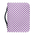 Light Purple And White Checkered Print Leather Bible Cover