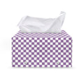 Light Purple And White Checkered Print Leather Tissue Box Cover