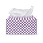 Light Purple And White Checkered Print Leather Tissue Box Cover
