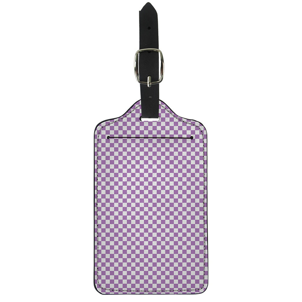 Light Purple And White Checkered Print Luggage Tag