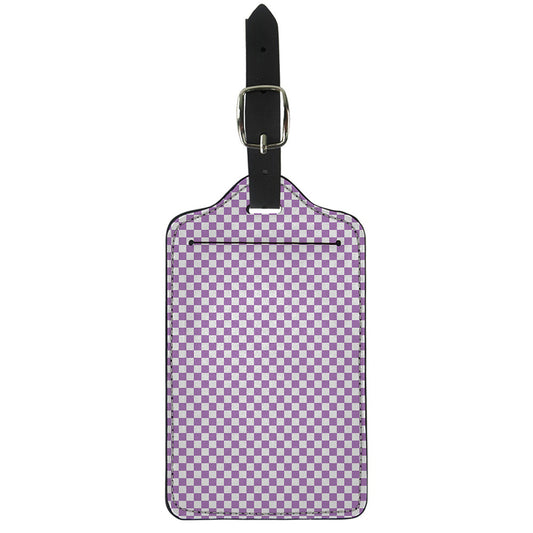 Light Purple And White Checkered Print Luggage Tag