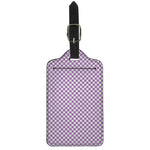 Light Purple And White Checkered Print Luggage Tag