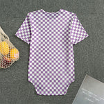 Light Purple And White Checkered Print Men's Bodysuit
