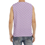 Light Purple And White Checkered Print Men's Fitness Tank Top