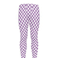 Light Purple And White Checkered Print Men's Leggings