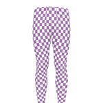 Light Purple And White Checkered Print Men's leggings