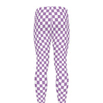 Light Purple And White Checkered Print Men's leggings