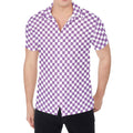 Light Purple And White Checkered Print Men's Shirt