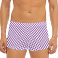 Light Purple And White Checkered Print Men's Short Boxer Briefs