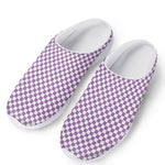 Light Purple And White Checkered Print Mesh Casual Shoes