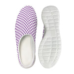 Light Purple And White Checkered Print Mesh Casual Shoes