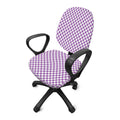 Light Purple And White Checkered Print Office Chair Cover