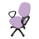 Light Purple And White Checkered Print Office Chair Cover