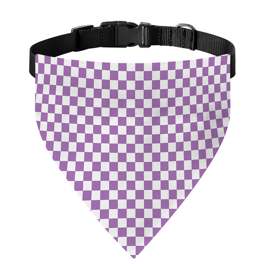 Light Purple And White Checkered Print Over The Collar Dog Bandana