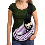 Light Purple And White Checkered Print Pet Sling Carrier