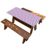 Light Purple And White Checkered Print Picnic Table Cover