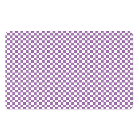 Light Purple And White Checkered Print Polyester Doormat