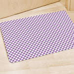 Light Purple And White Checkered Print Polyester Doormat