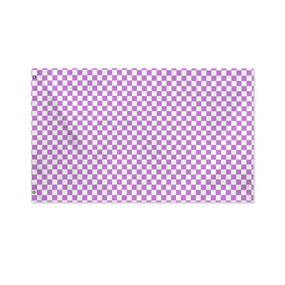 Light Purple And White Checkered Print Polyester Flag