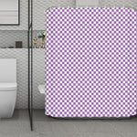 Light Purple And White Checkered Print Polyester Shower Curtain