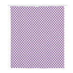 Light Purple And White Checkered Print Polyester Shower Curtain