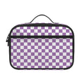 Light Purple And White Checkered Print Portable Lunch Bag