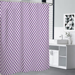 Light Purple And White Checkered Print Premium Shower Curtain
