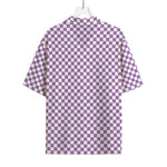Light Purple And White Checkered Print Rayon Hawaiian Shirt