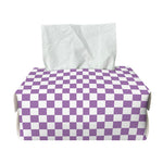 Light Purple And White Checkered Print Rectangle Tissue Box Cover