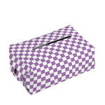 Light Purple And White Checkered Print Rectangle Tissue Box Cover