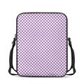 Light Purple And White Checkered Print Rectangular Crossbody Bag