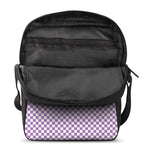Light Purple And White Checkered Print Rectangular Crossbody Bag