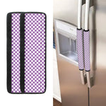 Light Purple And White Checkered Print Refrigerator Handle Covers