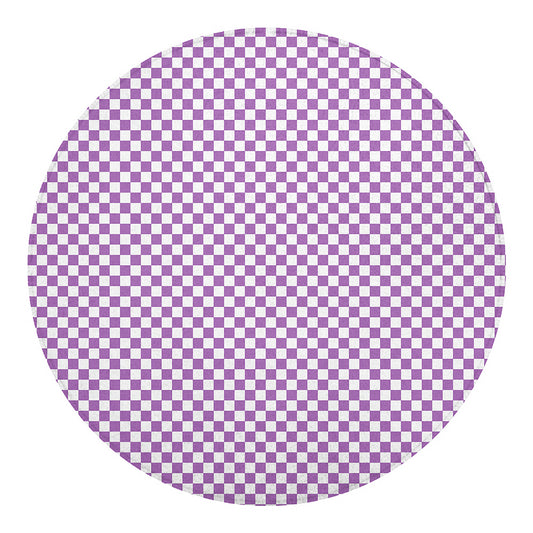 Light Purple And White Checkered Print Round Blanket