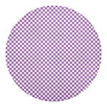 Light Purple And White Checkered Print Round Blanket