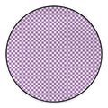 Light Purple And White Checkered Print Round Floor Mat