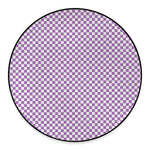 Light Purple And White Checkered Print Round Floor Mat