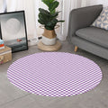 Light Purple And White Checkered Print Round Rug